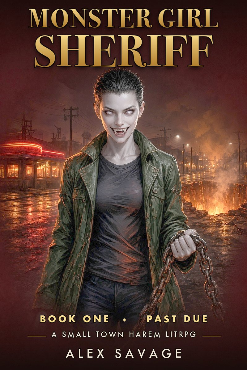Monster Girl Sheriff 1: Past Due cover — a monster girl harem LitRPG by Alex Savage